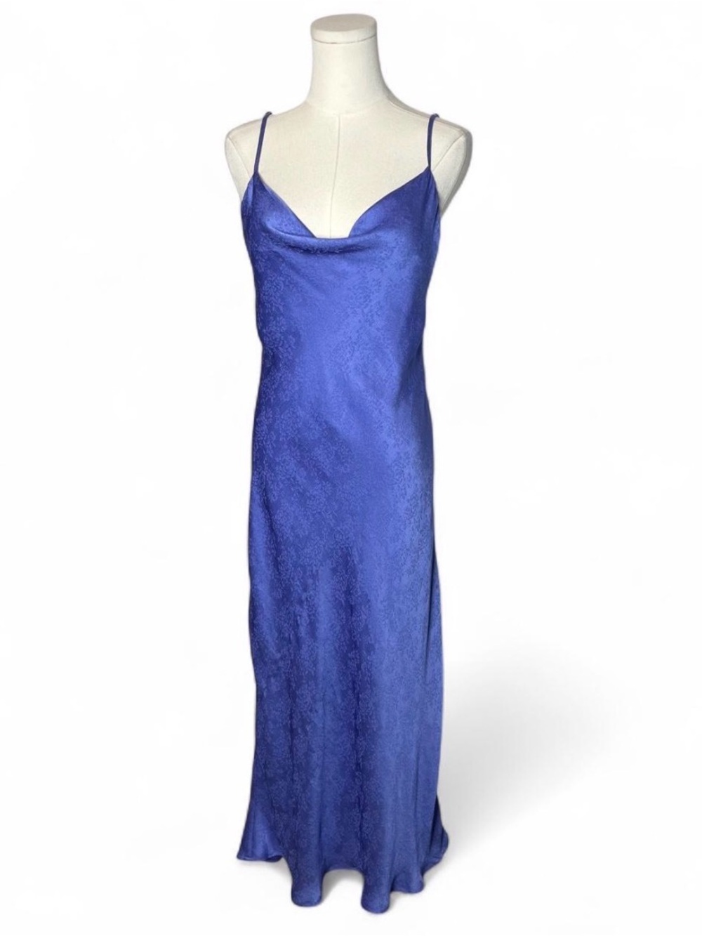 Altar’d State Blue Jacquard Eva Satin Midi Dress